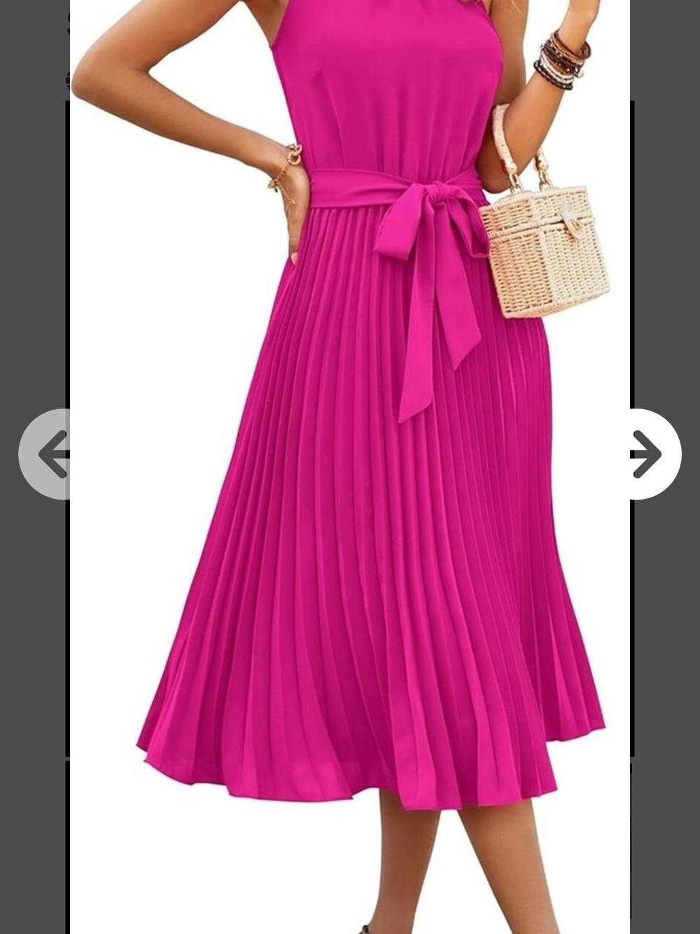Midi Pleated Tie-Waist Dress